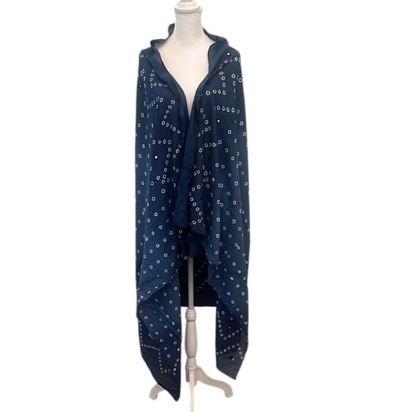 Vintage Newport News Chic Blue Wrap Coverup Scarf with Eyelet Design 44x88” EVC - Picture 1 of 5